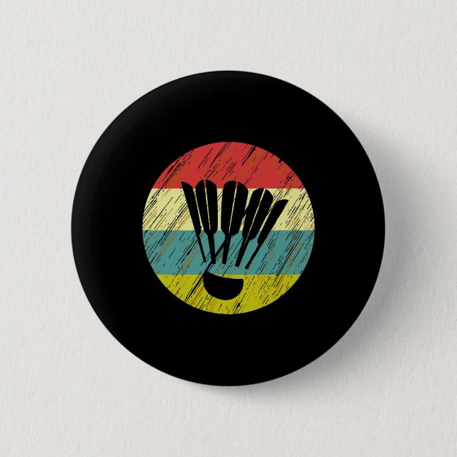 Retro Shuttle Racket Sports Badminton Player Athle 2 Inch Round Button (Front)