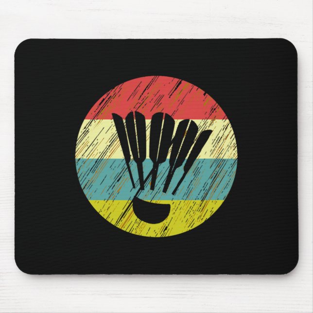 Retro Shuttle Racket Sports Badminton Player Athle Mouse Pad (Front)