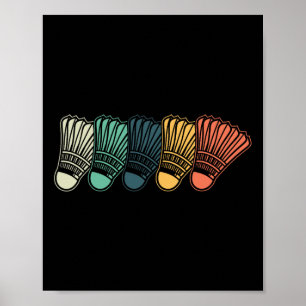 Retro Shuttle Vintage Badminton Player Coach Sport Poster