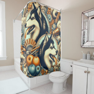 Retro Siberian Husky Illustration
