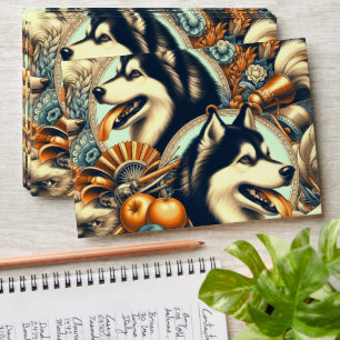 Retro Siberian Husky Illustration Envelope