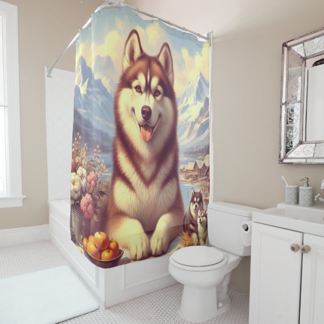 Retro Siberian Husky Painting (In Situ)