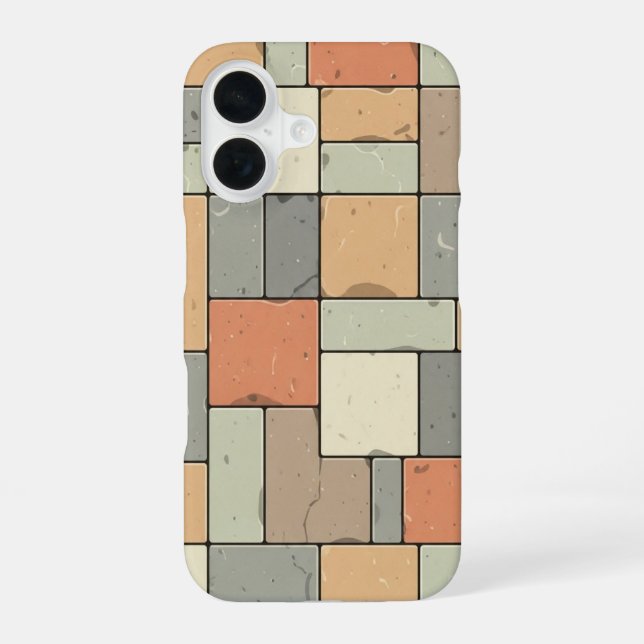 Retro Sidewalk Tile Design iPhone 16 Case (Back)