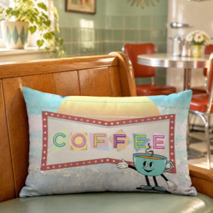 Retro Sign Coffee Lumbar Pillow