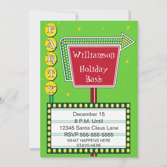Retro Sign Holiday Party Invitation (Front)