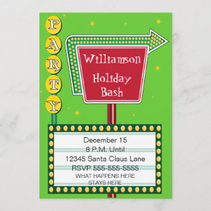 Retro Sign Holiday Party Invitation