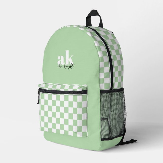 Retro Signature Monogram Chequered Printed Backpack (Back Corner Right)