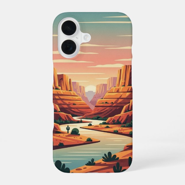 Retro Silent Canyon iPhone 16 Case (Back)