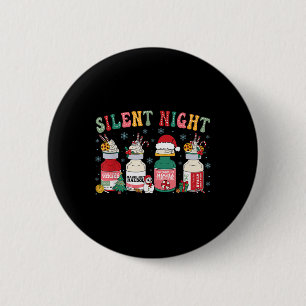 Retro Silent Night Icu Nurse Christmas  2 Inch Round Button