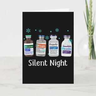 Retro Silent Night Icu Nurse Christmas Intensive C Card