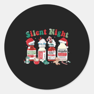Retro Silent Night Xmas Nurse Christmas Doctor Er  Classic Round Sticker