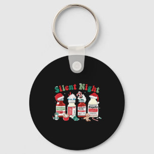 Retro Silent Night Xmas Nurse Christmas Doctor Er  Keychain