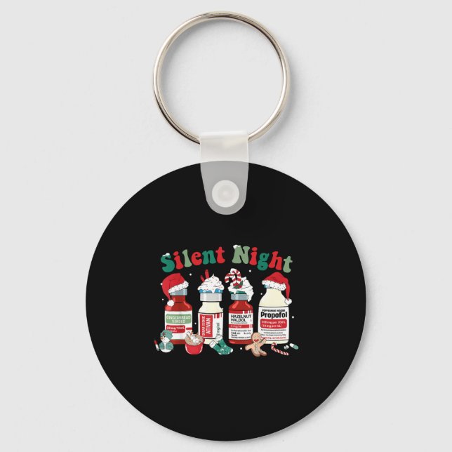 Retro Silent Night Xmas Nurse Christmas Doctor Er  Keychain (Front)