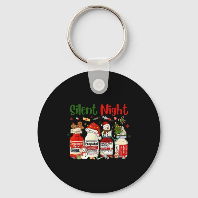 Retro Silent Night Xmas Nurse Christmas Doctor Er  Keychain (Front)