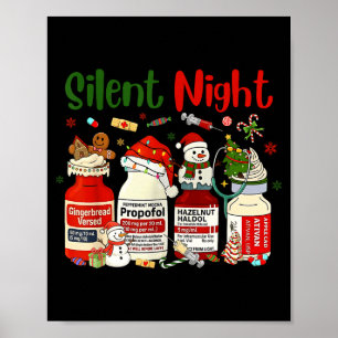 Retro Silent Night Xmas Nurse Christmas Doctor Er Poster