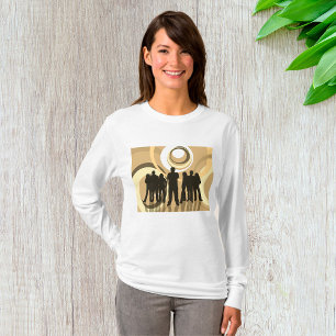 Retro Silhouette People with Abstract Circles T-Shirt