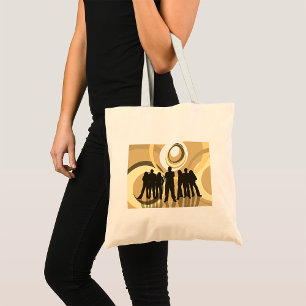 Retro Silhouette People with Abstract Circles Tote Bag