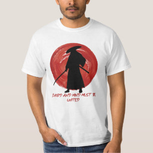Retro Silhouette Samurai - Samurai Mind Quote T-Shirt
