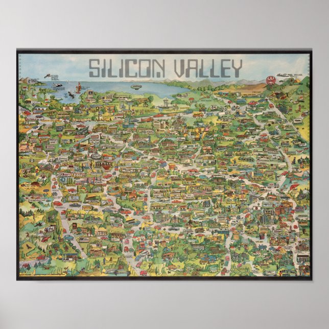 Retro Silicone Valley Map Poster (Front)