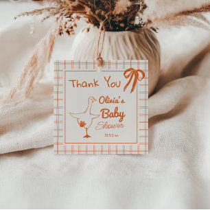 Retro Silly Goose Hand Drawn Ribbon Baby Shower Favour Tags