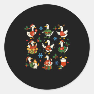 Retro Silly Goose Santa Christmas Cute Merry Goose Classic Round Sticker