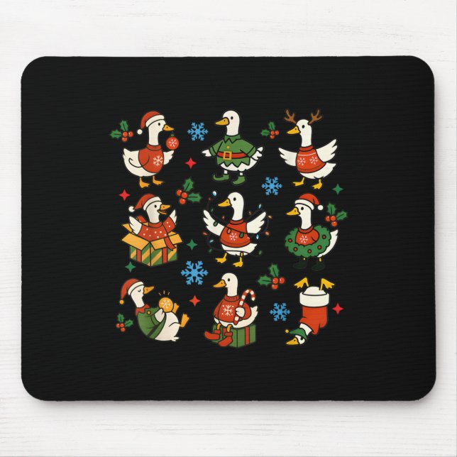 Retro Silly Goose Santa Christmas Cute Merry Goose Mouse Pad (Front)