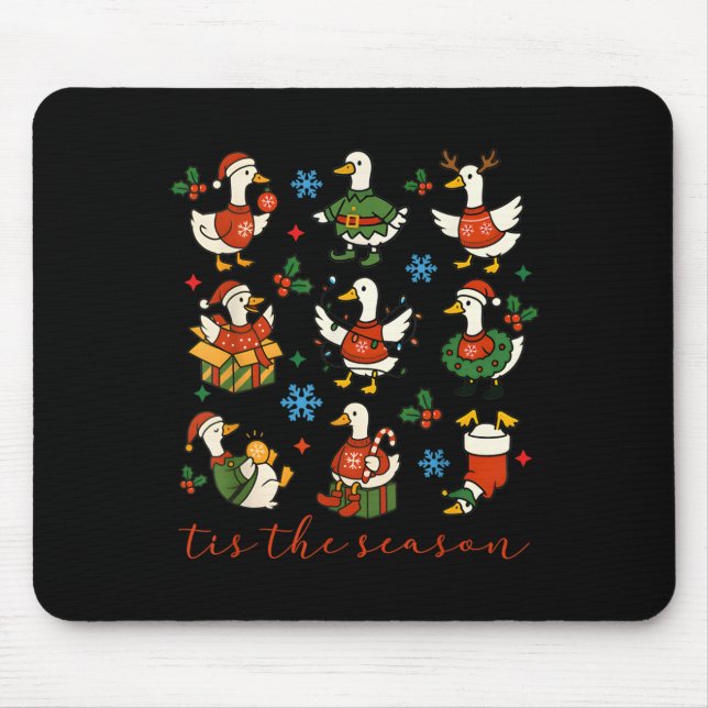 Retro Silly Goose Santa Cute Merry Christmas Tis T Mouse Pad (Front)