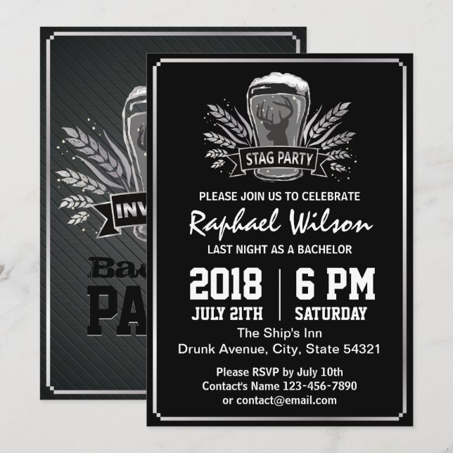 Retro Silver Barley Beer Bachelor Party Card (Front/Back)