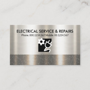 Retro Silver Electronic Circuit Layers Electrician Business Card