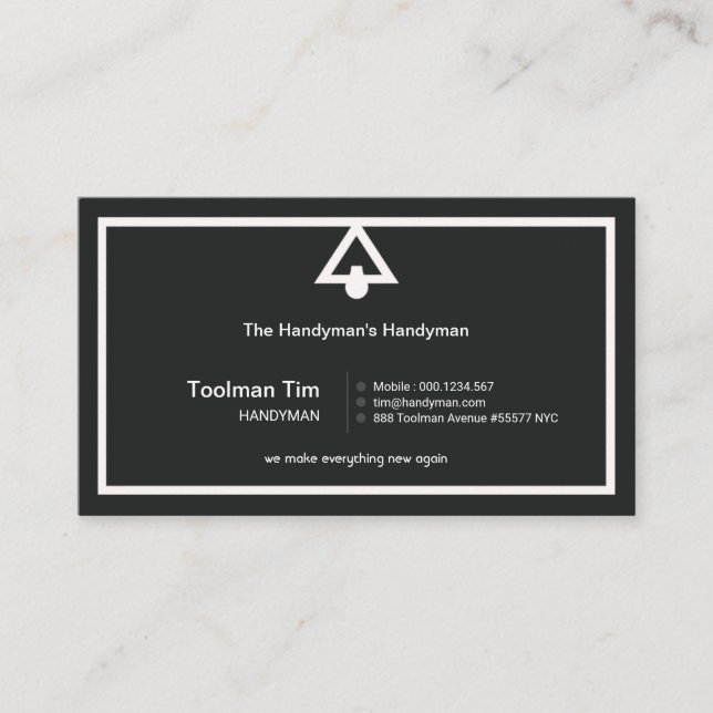 Retro Simple Lamp Shade Border Handyman Business Card (Front)