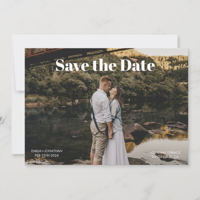 Retro Simple Photo Save the Date  Invitation (Front)
