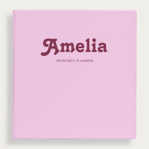 Retro Simple Pink Vibrant  Binder