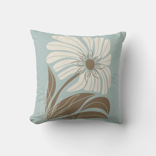 Retro Simplistic Hawaiian Style Single Flower   Throw Pillow (Front)
