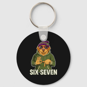Retro Six Seven Golden Retriever Graphic Gift Men Keychain