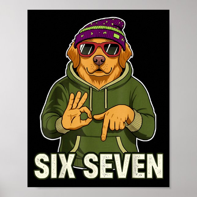 Retro Six Seven Golden Retriever Graphic Gift Men  Poster (Front)