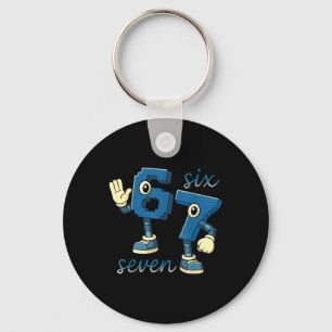 Retro Six Seven Number Meme Brainrot Gift For Men Keychain