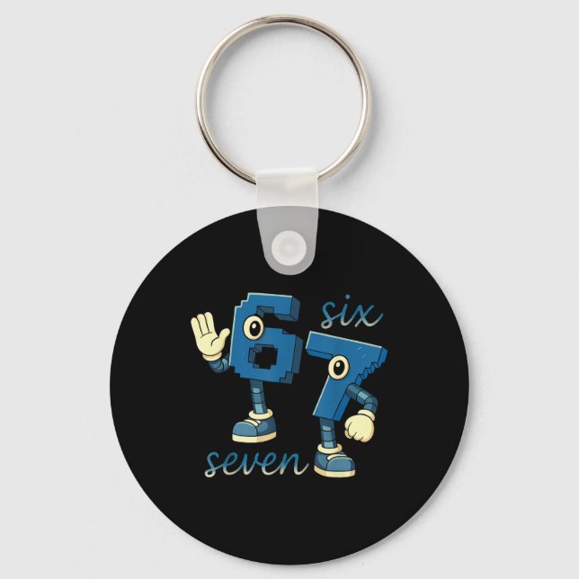 Retro Six Seven Number Meme Brainrot Gift For Men  Keychain (Front)