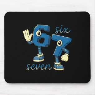 Retro Six Seven Number Meme Brainrot Gift For Men  Mouse Pad