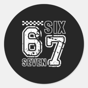 Retro Six Seven Numbers Clever Humor 6 7 Meme Mens Classic Round Sticker