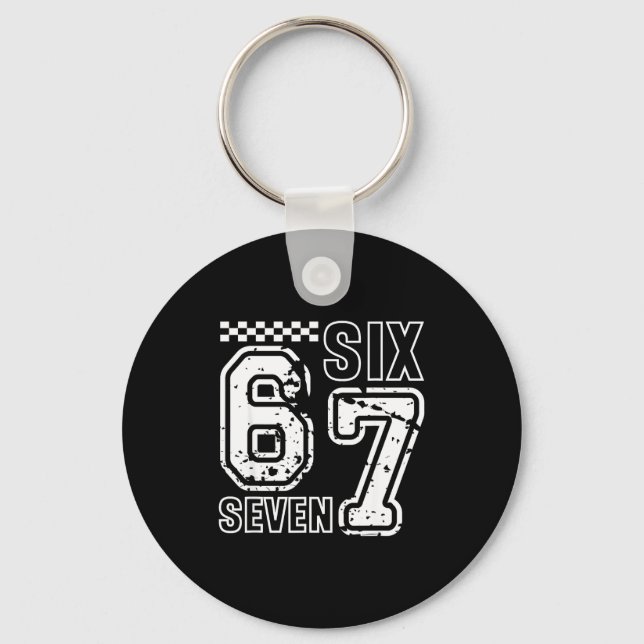Retro Six Seven Numbers Clever Humor 6 7 Meme Mens Keychain (Front)
