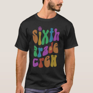 Retro Sixth Grade Crew Hello 6th Gr Pink T-Shirt