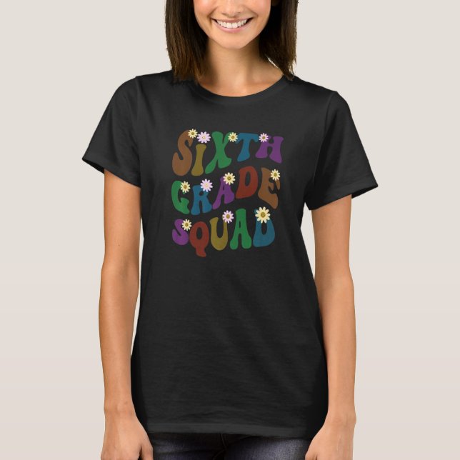 Retro Sixth Grade Squad Teacher Hello 6th Gr Pink  T-Shirt (Front)