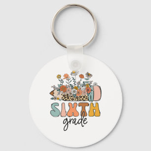 Retro Sixth Grade Teachers Leopard Ck To School St Keychain
