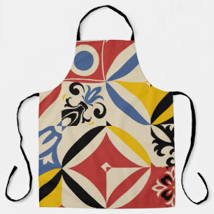 Retro Sixties Azulejos Geometric Pattern Apron