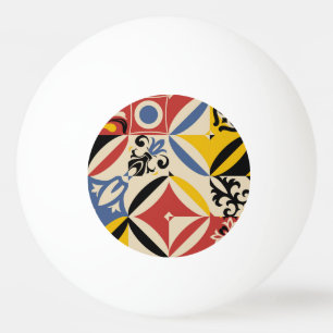Retro Sixties Azulejos Geometric Pattern Ping Pong Ball