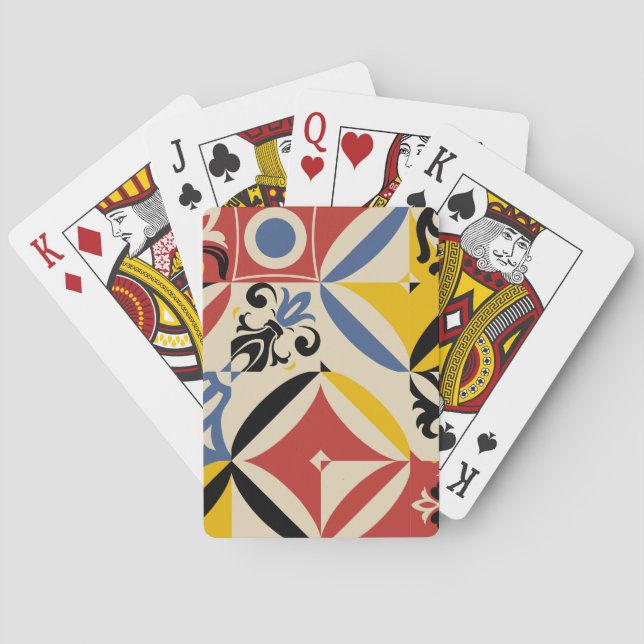 Retro Sixties Azulejos Geometric Pattern Playing Cards (Back)