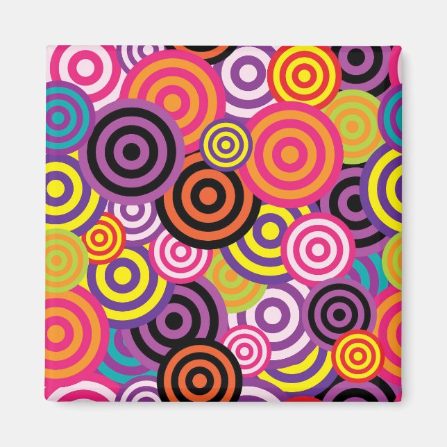 Retro, Sixties, Circles, Colourful, Fun, Magnet (Front)
