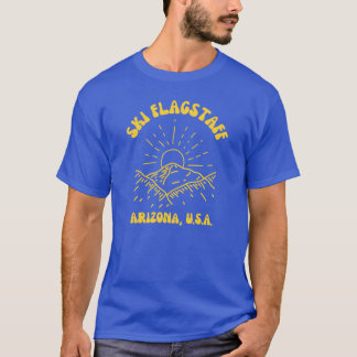 Retro Sixties Ski Flagstaff Arizona Yellow Text Vi T-Shirt