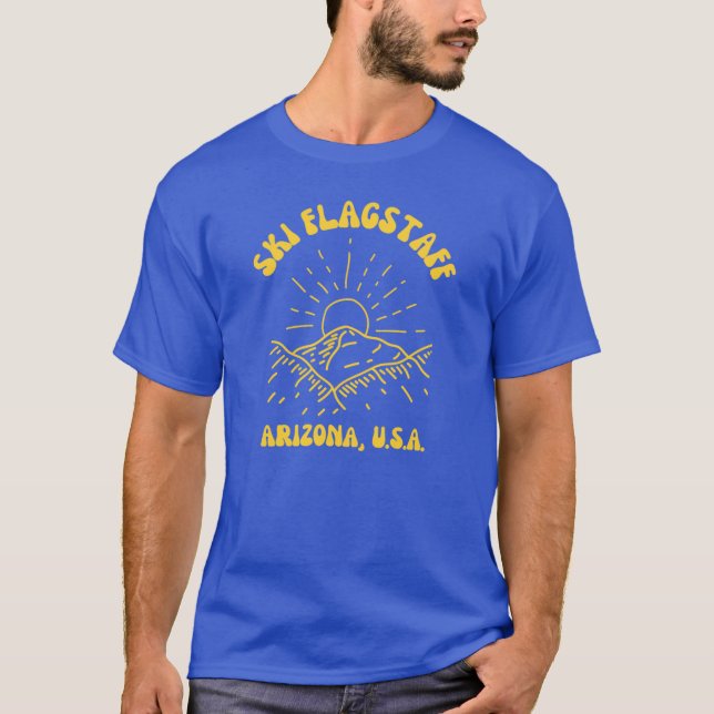 Retro Sixties Ski Flagstaff Arizona Yellow Text Vi T-Shirt (Front)