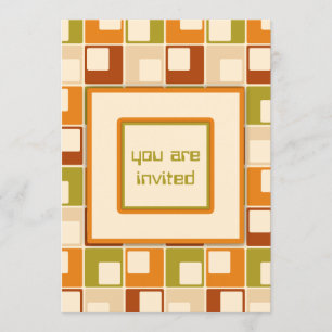 Retro Sixties Squares Pattern Personalized Invitation